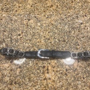 Vintage Leather and Silver Ring Link Belt Black Women's M/L Cyber Punk